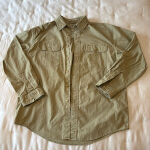 L.L. Bean Traditional Fit Khaki Button-Up Shirt
